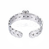 Non-Tarnish 304 Stainless Steel Open Cuff Finger Ring Cabochon Settings STAS-T060-09P-2