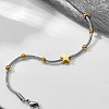Duo Tone 201 Stainless Steel Star Round Snake Chain Bracelets for Women WGA233C-01-4