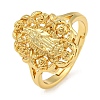 Oval with Saint Rack Plating Brass Adjustable Rings for Women RJEW-I105-03G-01-1