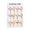304 Stainless Steel Dangle Hoop Earrings EJEW-L232-002G-3