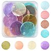 24Pcs 8 Colors Spray Painted Natural Capiz Shell Disc Links Connector Charms SSHEL-FS0001-06-1