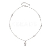 Alloy Flower Pendant Brass Leaf Link Chain Necklaces for Women NJEW-JN05866-4