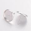 Silver Color Plated Brass Ear Studs Settings X-IFIN-Q005-S-2