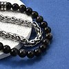 Natural Silver Leaf Jasper Round Beads Multi-strand Bracelets BJEW-D330-02P-07-2