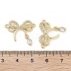 Rack Plating Brass Pave Clear Cubic Zirconia Bowknot Connector Charms KK-Z064-35G-02-3