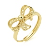 Bowknot Brass Adjustable Rings for Women RJEW-M016-09G-2