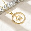 Brass Micro Pave Clear Cubic Zirconia Ring Pendant Necklaces LS-NJEW-P322-A01-G-1