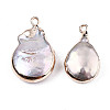 Electroplate Natural Baroque Pearl Keshi Pearl Pendants LS-PEAR-Q008-22G-3