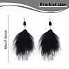 2 Pairs 2 Colors Feather Long Dangle Earrings EJEW-AN0001-06-2