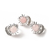Natural Rose Quartz Sun & Moon Open Cuff Rings RJEW-K241-01P-04-1