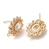 Brass with Glass Stud Earring Findings KK-K333-66G-2