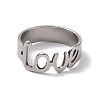 Non-Tarnish 201 Stainless Steel Word Love Finger Ring RJEW-J051-44P-2