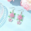 304 Stainless Steel Flower with Butterfly Dangle Earrings EJEW-MZ00455-05-1
