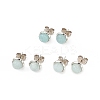 Gemstone Half Round Stud Earrings EJEW-P220-02P-2