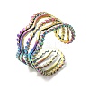 Ion Plating(IP) 304 Stainless Steel Wave Open Cuff Ring for Women RJEW-M149-36RC-3