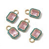 Pink Glass Rectangle Pendants KK-I696-10G-03-3
