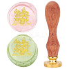Brass Wax Seal Stamp with Wood Handle AJEW-WH0412-0012-1