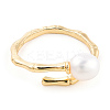 Natural Pearl Beaded Open Cuff Rings RJEW-T026-06G-4