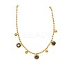 304 Stainless Steel Pave Cubic Zirconia Flat Round Charm Anklets FS-WG00298-03-2