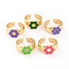 Brass Enamel Cuff Rings RJEW-H543-24G-1