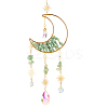 1Pc Alloy & Natural Gemstone Chips Moon Hanging Ornaments HJEW-BBC0001-17B-1