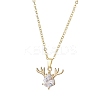 Christmas Deer Head Glass Pendant Necklaces NJEW-TA00142-1