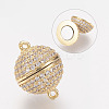 Brass Micro Pave Cubic Zirconia Magnetic Clasps with Loops ZIRC-G123-05-12mm-2