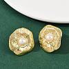 304 Stainless Steel ABS Plastic Pearl Stud Earrings STAS-D368-01C-G-3