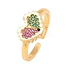304 Stainless Steel Micro Pave Cubic Zirconia Cuff Open Rings RJEW-P175-03G-2