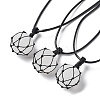 Natural Rose Quartz Round Pendant Necklace NJEW-H009-02-01-1