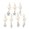 7Pcs 7 Styles Ocean Alloy & Starfish Rondelle Synthetic Turquoise Beaded Big Pendants PALLOY-JF04012-1