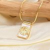 Brass Pave Shell Rectangle Saint Benedict Medal Pendants Necklaces for Women NJEW-Z053-01G-01-1