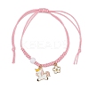 Flower & Unicorn Alloy Enamel Charm Bracelets BJEW-JB11696-03-2