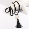 Bohemian Oval Natural Druzy Agate Tassel Pendant Necklaces FS-WGAFDEB-02-1