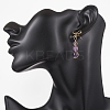 Natural Amethyst Bowknot with Round Dangle Stud Earrings EJEW-JE06780-02-4
