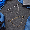 2Pcs 2 Colors Brass Hanging Chain Brooches FIND-GF0006-86-4