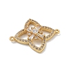 Rack Plating Brass Clear Cubic Zirconia Flower Connector Charms KK-A234-063G-2