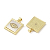 Rack Plating Brass Micro Pave Clear Cubic Zirconia Pendants KK-K341-44G-01-2