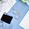 2Pcs Flat Round 5X Magnifying Glass Pendant Necklaces NJEW-SP0001-03G-3