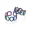 304 Stainless Steel Ring & Rectangle Wrap Cuff Ring RJEW-N038-087-1