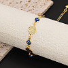 Vintage Beach Brass Coin Blue Evil Eye Link Chain Anklets for Women MD8802-4