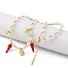 Brass Micro Pave Clear Cubic Zirconia Beaded Necklaces NJEW-Z059-04G-01-4