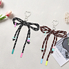 2Pcs 2 Colors Acrylic & Polyester Bowknot Pendant Decorations HJEW-GF0001-61-7