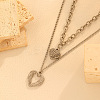 2Pcs 304 Stainless Steel Wing Heart Pendant Double Layer Necklaces for Women NJEW-U044-01P-1