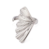 304 Stainless Steel Shell Shape Cuff Ring for Women RJEW-C045-25P-2