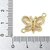 Rack Plating Brass Micro Pave Clear Cubic Zirconia Butterfly Connector Charms KK-A234-077G-3