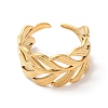 Ion Plating(IP) 304 Stainless Steel Leafy Branch Open Cuff Ring for Women RJEW-K245-31G-1