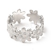 Non-Tarnish 304 Stainless Steel Sunflower Open Cuff Ring for Women RJEW-E063-08P-2