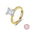 925 Sterling Silver Micro Pave Clear Cubic Zirconia Adjustable Finger Rings for Women RJEW-G358-07G-2