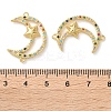 Rack Plating Brass Colorful Cubic Zirconia Moon Star Connector Charms KK-C084-21G-3